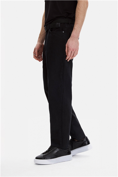Siyah Tapered Fit Denim Pantolon