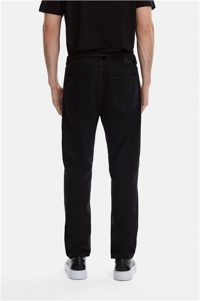 Siyah Tapered Fit Denim Pantolon
