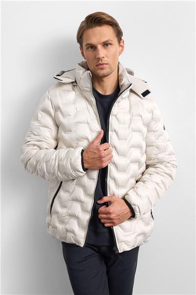 Taş Rengi Smart Fit Çift Taraflı Kapüşonlu Mont