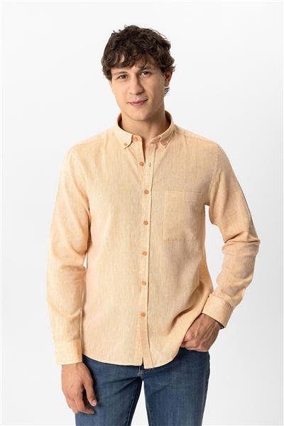 Turuncu Regular Fit Pamuklu Tek Cepli Gömlek