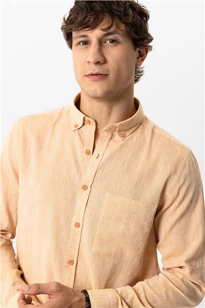 Turuncu Regular Fit Pamuklu Tek Cepli Gömlek