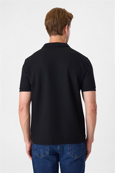 V PATLI POLO YAKA WAFFLE T-SHIRT