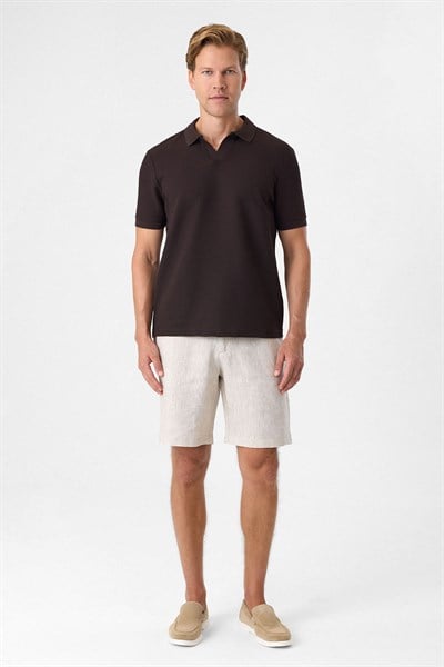 V PATLI POLO YAKA WAFFLE T-SHIRT