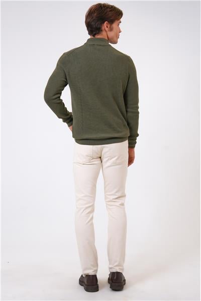 Haki Regular Fit Pamuklu Yarım Balıkçı Yaka Triko Kazak