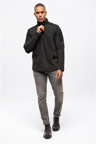 Haki Regular Fit Bato Yaka Yarım Fermuarlı Sweatshirt