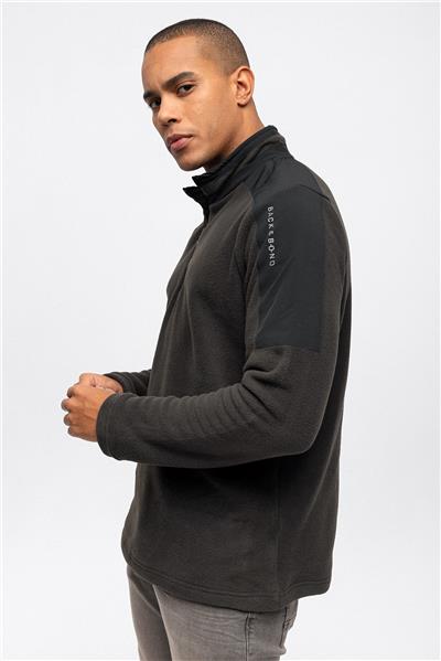 Haki Regular Fit Bato Yaka Yarım Fermuarlı Sweatshirt