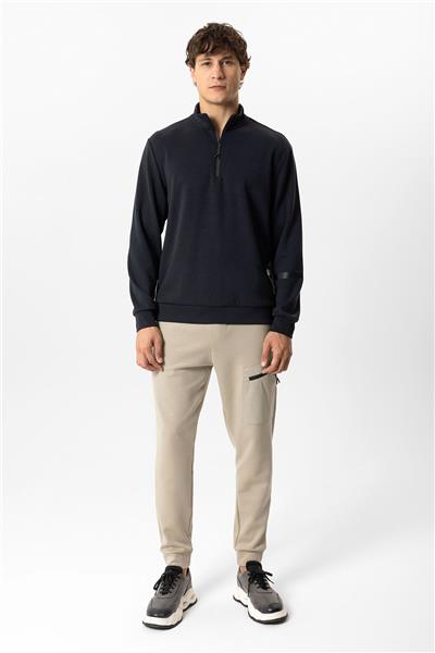 Antrasit Regular Fit Dik Yaka Yarım Fermuarlı Sweatshirt