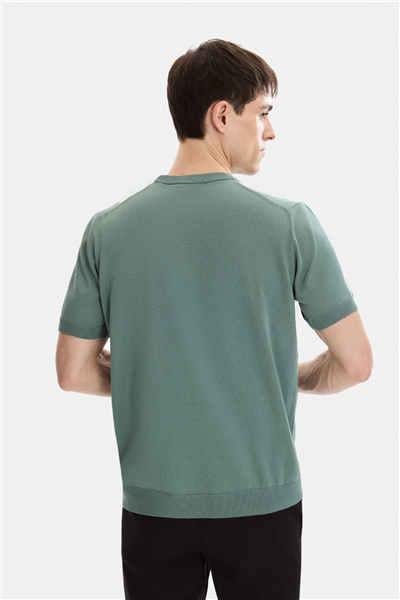 Yeşil Regular Fit Kısa Kol Triko Tişört