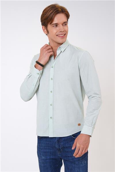 Yeşil Slim Fit %100 Pamuk Gömlek