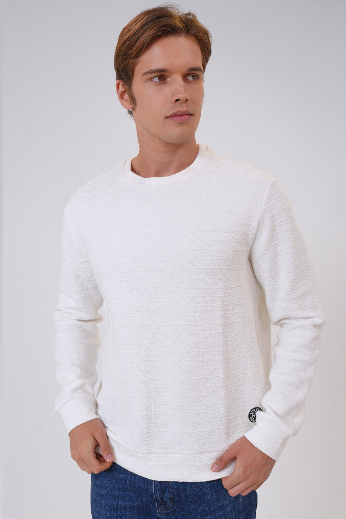 BİSİKLET YAKA JAKARLI SWEAT