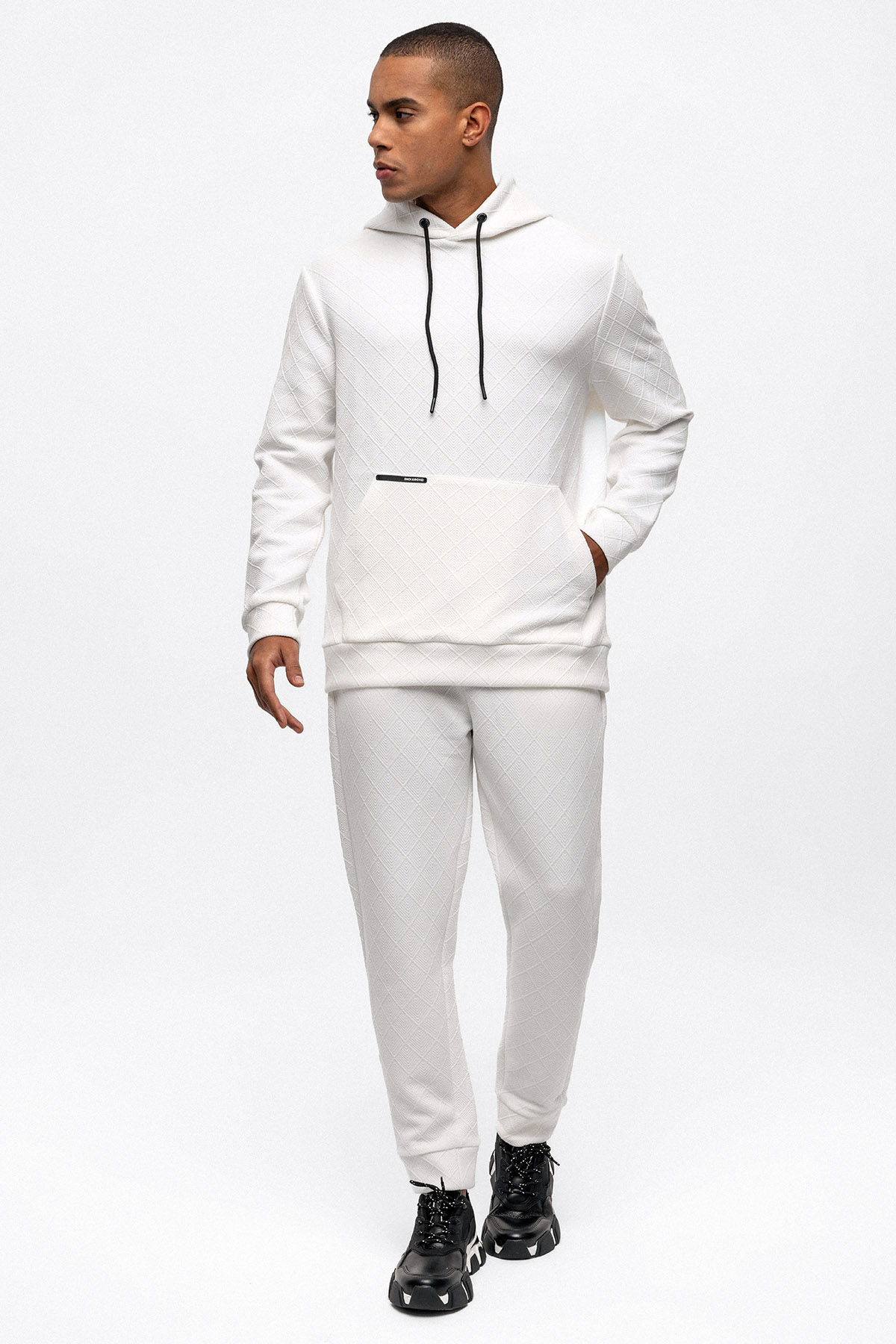 KAPŞONLU JAKARLI SWEAT