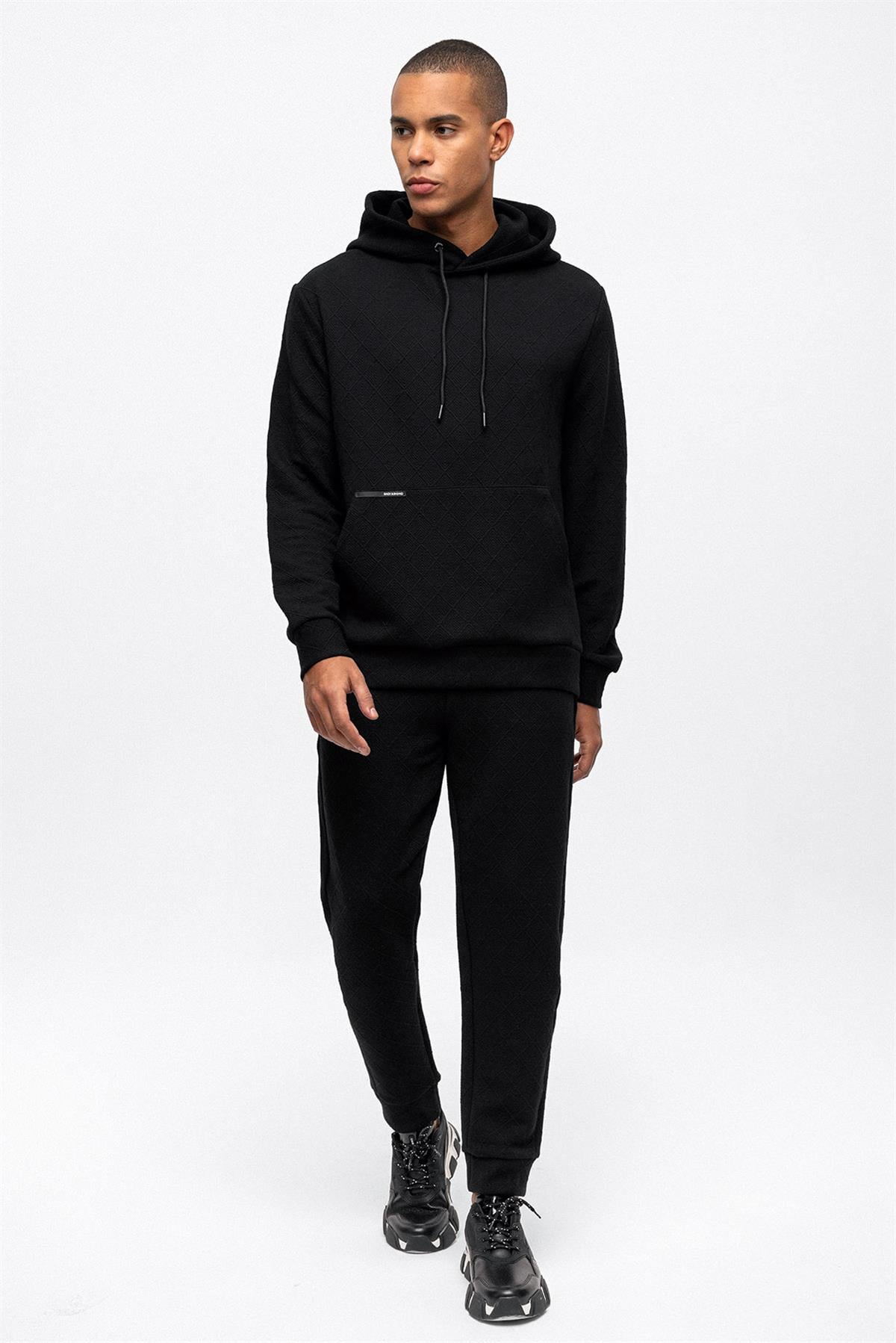 KAPŞONLU JAKARLI SWEAT