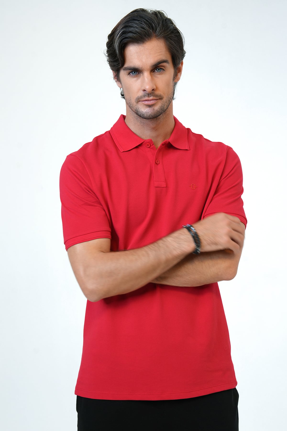 Kırmızı Relaxed Fit %100 Pamuk Polo Yaka Tişört