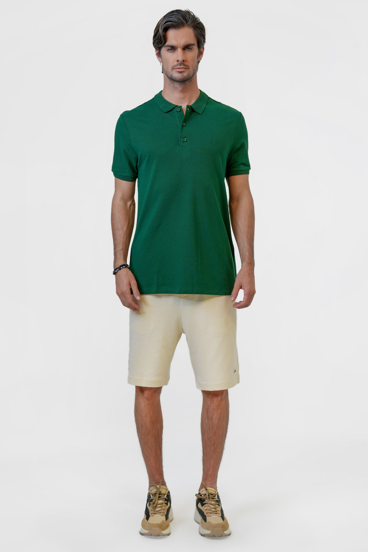 Koyu Yeşil Slim Fit Pamuklu Polo Yaka Tişört
