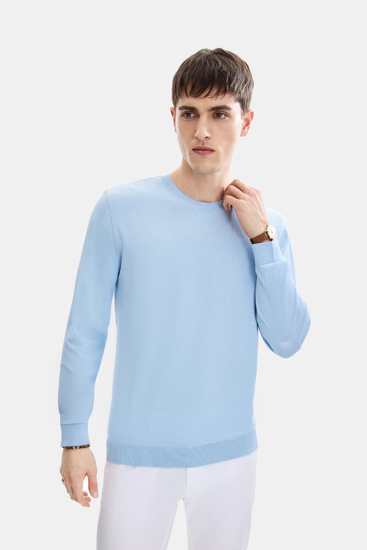 Mavi Regular Fit Bisiklet Yaka Mevsimlik Triko 