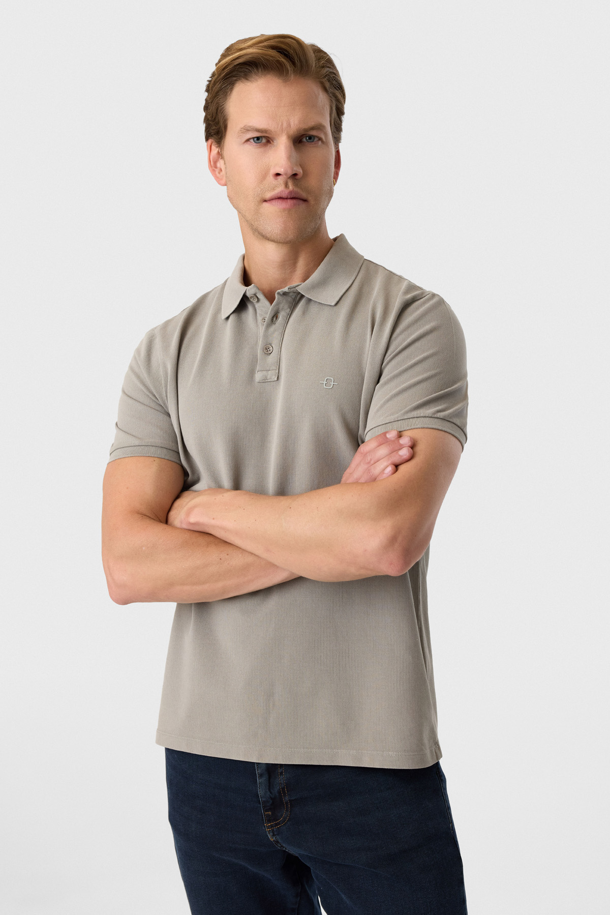 Regular Fit Adaçayı Polo Yaka Tişört