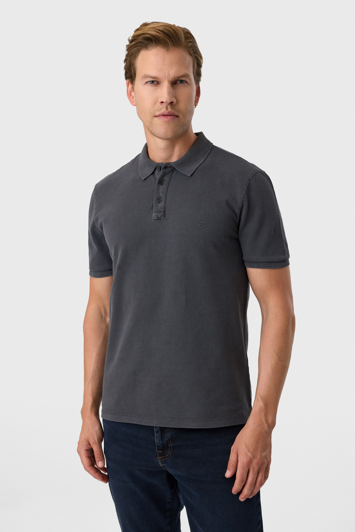Regular Fit Antrasit Polo Yaka Tişört