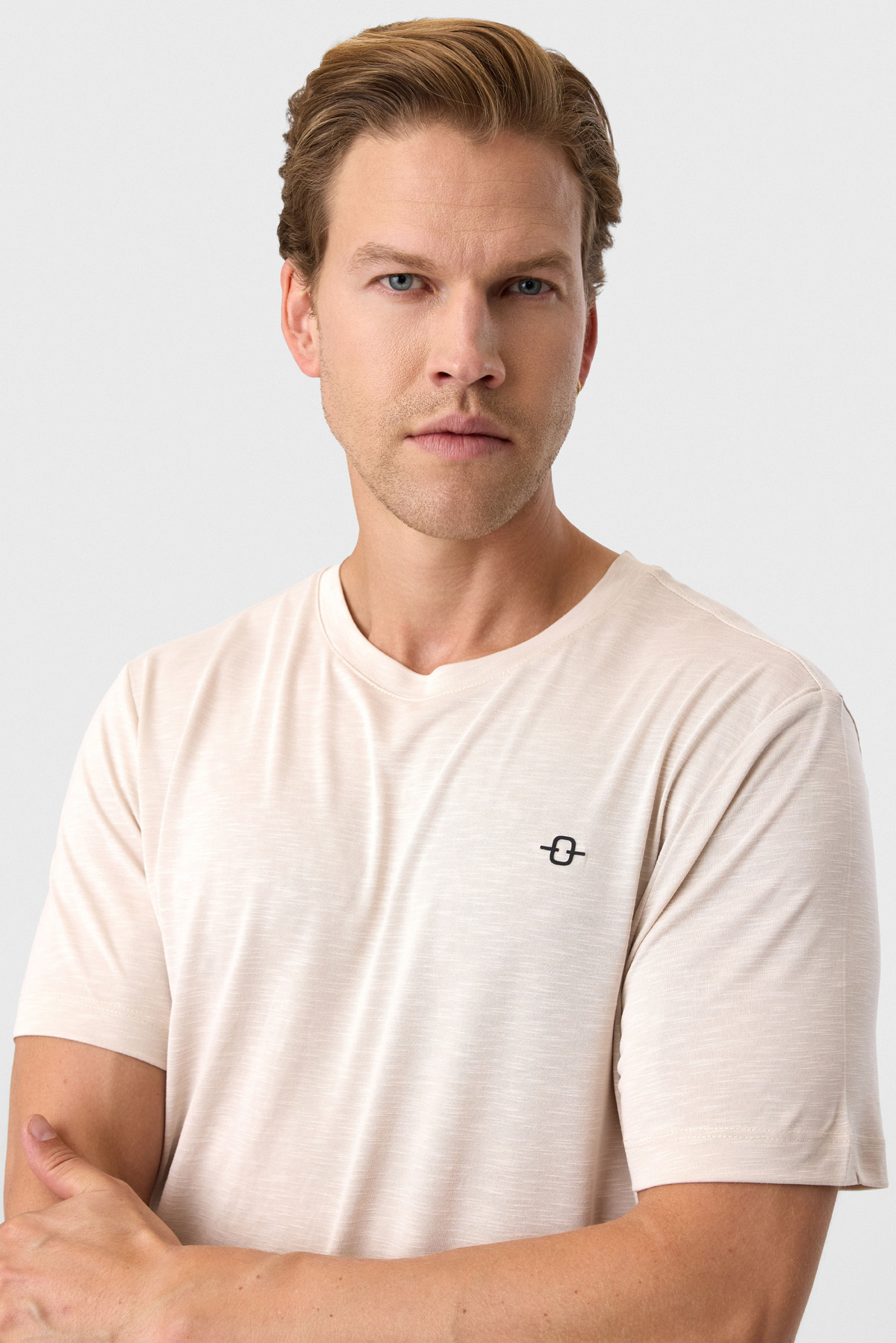 Regular Fit Bej Basic Tişört