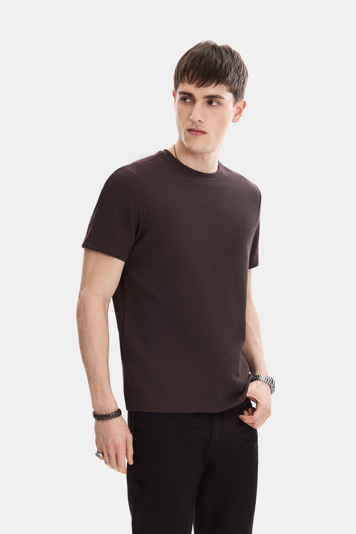 REGULAR FIT ÇİZGİLİ BİSİKLET YAKA TSHIRT