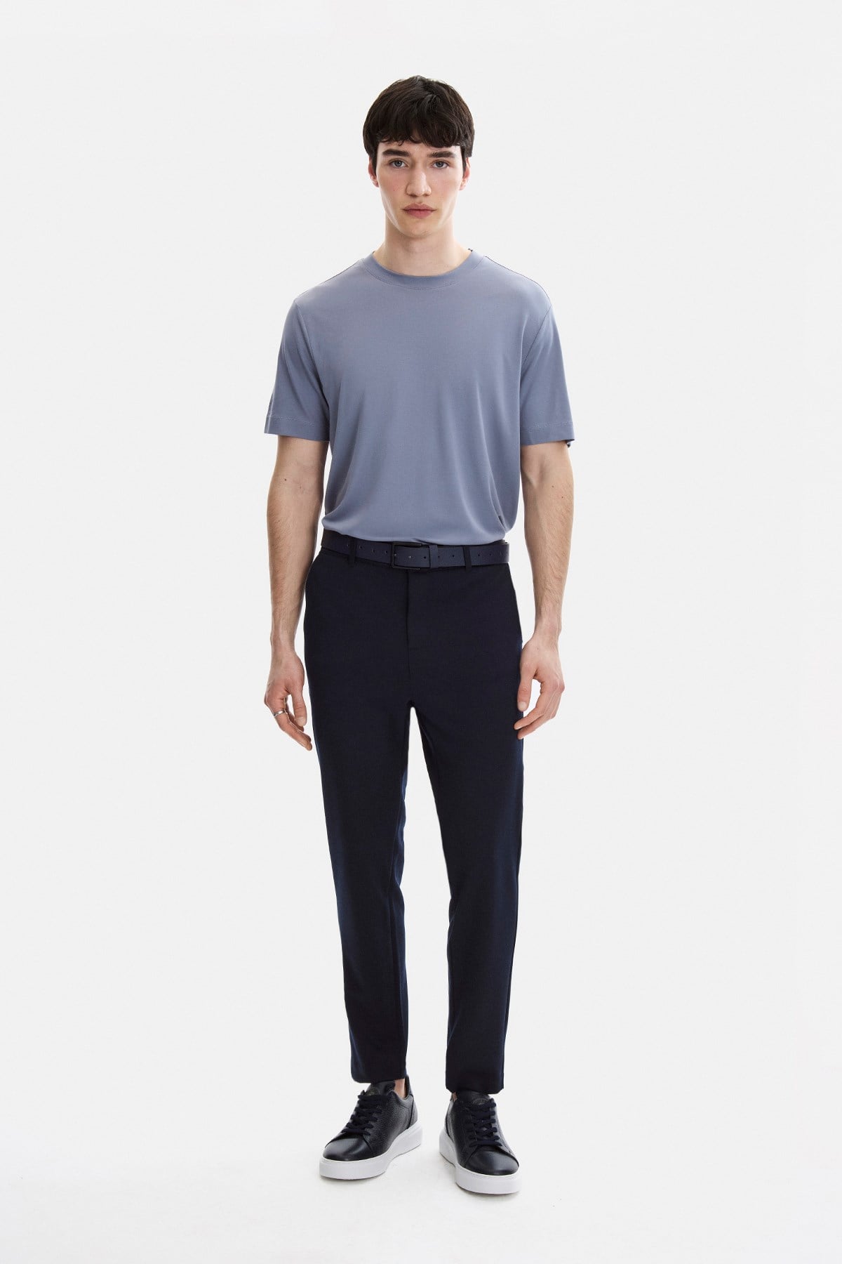 REGULAR FIT DIAGONEL JAKARLI ÖRME PANTOLON