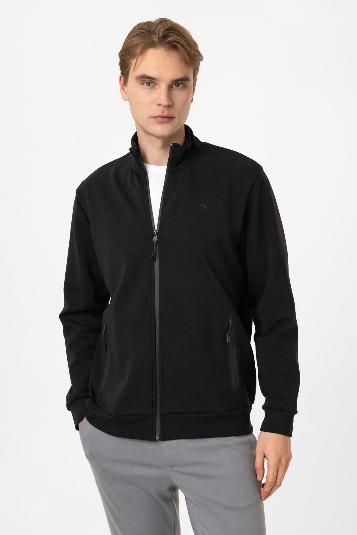 Regular Fit Dik Yaka Fermuarlı Sweatshirt