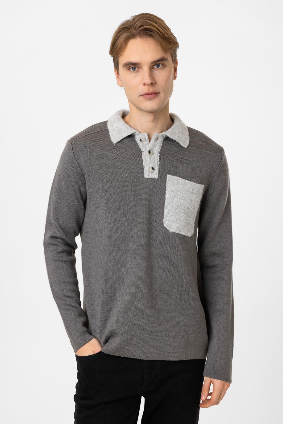 Regular Fit Gömlek Yaka Triko Kazak