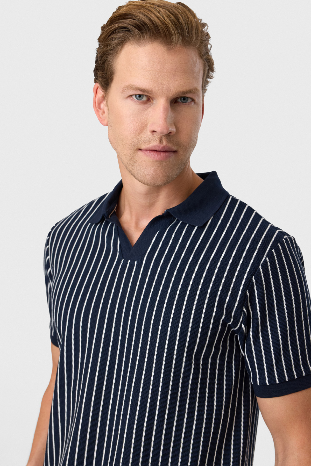 Regular Fit Lacivert Düğmesiz Polo Yaka Tişört