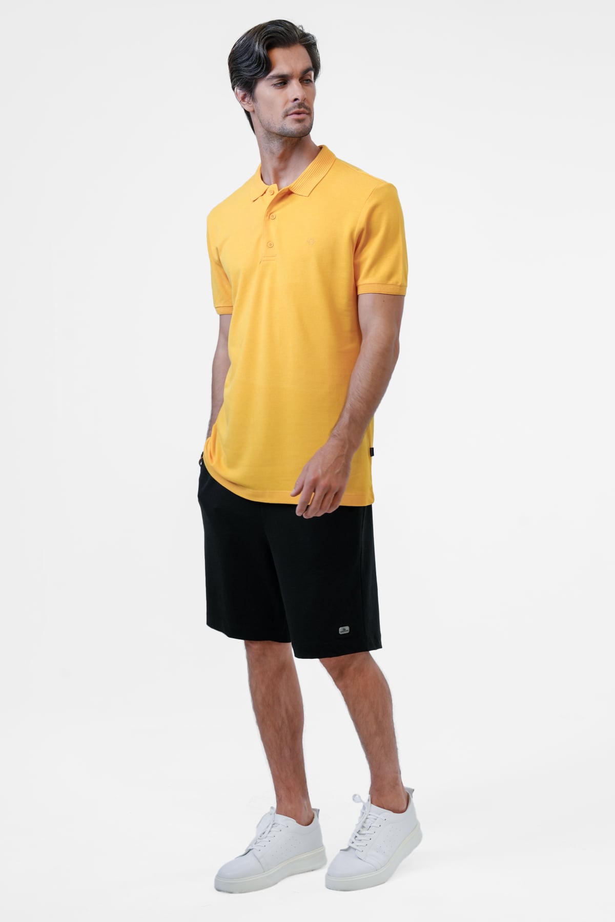 Sarı Slim Fit Pamuklu Polo Yaka Tişört