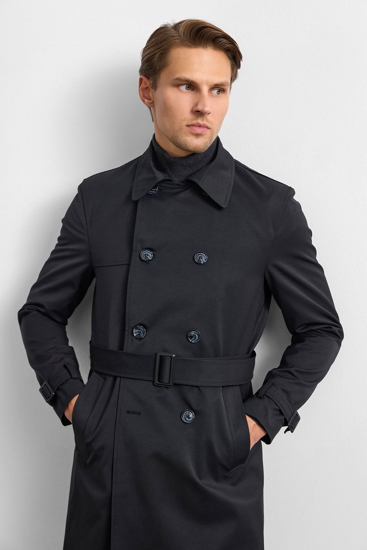 Siyah Casual Trençkot