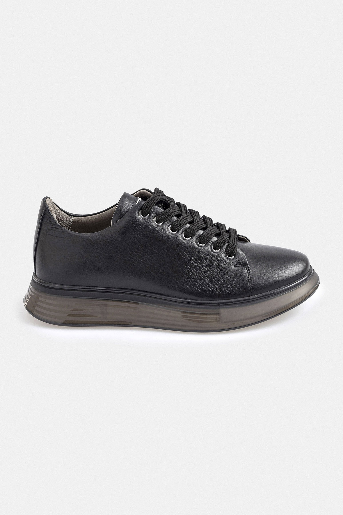 Siyah Deri Sneaker Ayakkabı