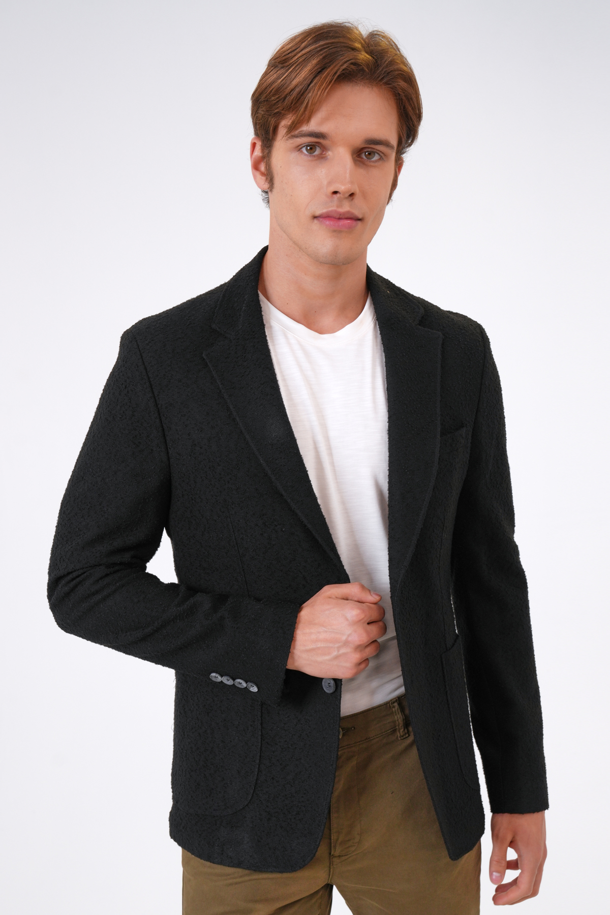 Siyah Slim Fit Mono Yaka Ceket