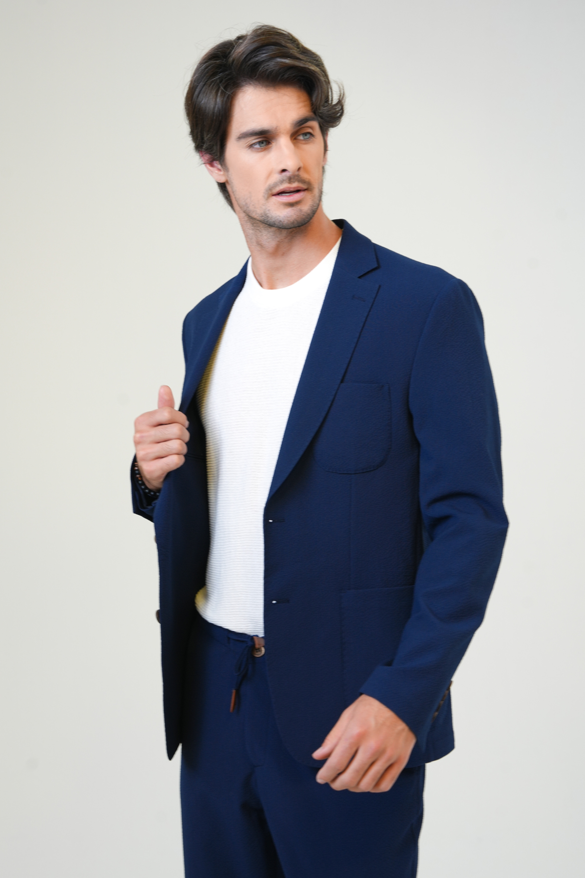 SLIM FIT MONO YAKA DOKUMA CEKET