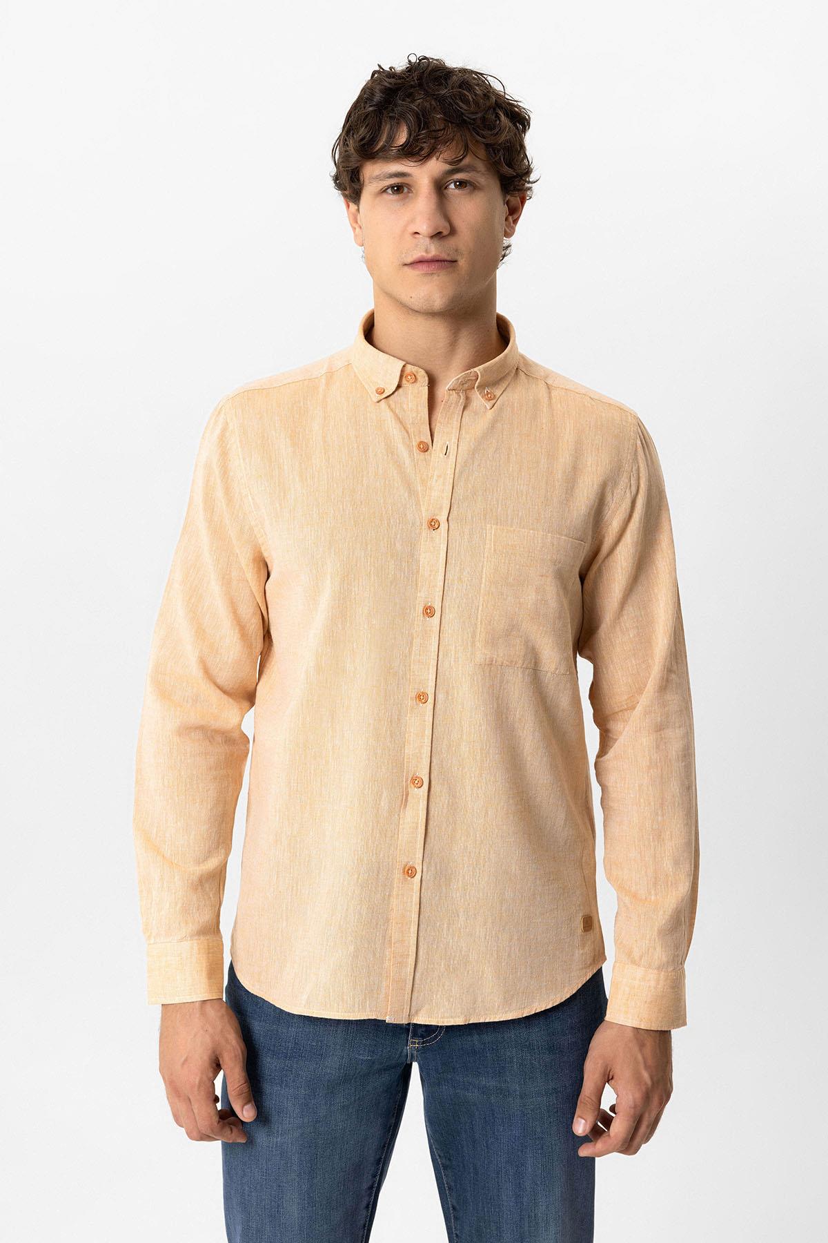 Turuncu Regular Fit Pamuklu Gömlek