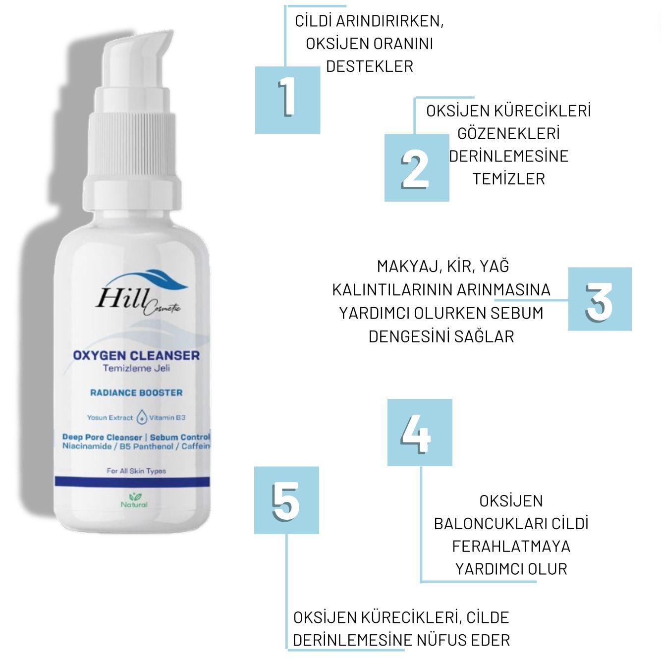 Hill Cosmetic Oksijen Cilt Temizleme Jeli OXYGEN CLEANSER