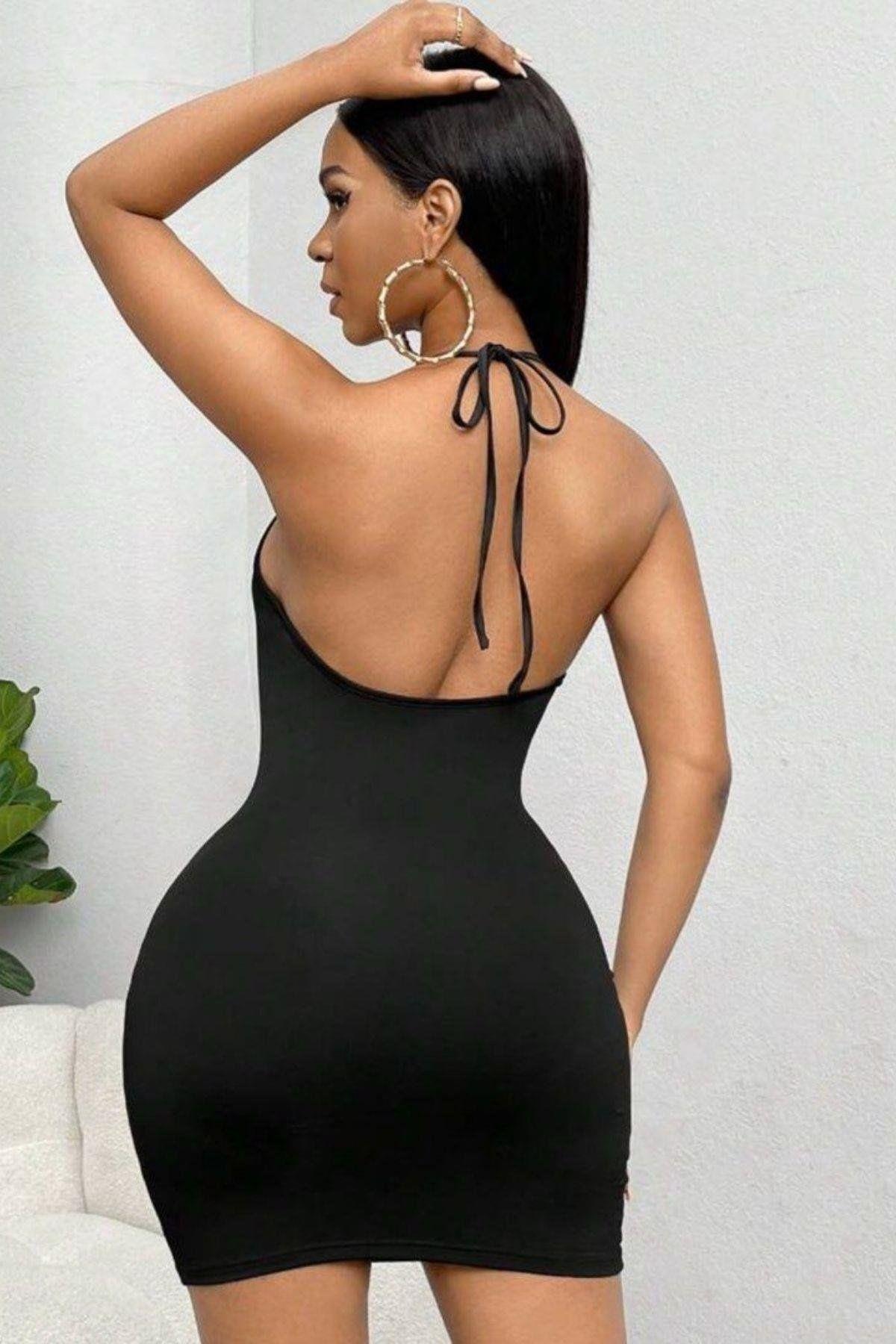 YNT Siyah  Askılı Mini Elbise FN-5012