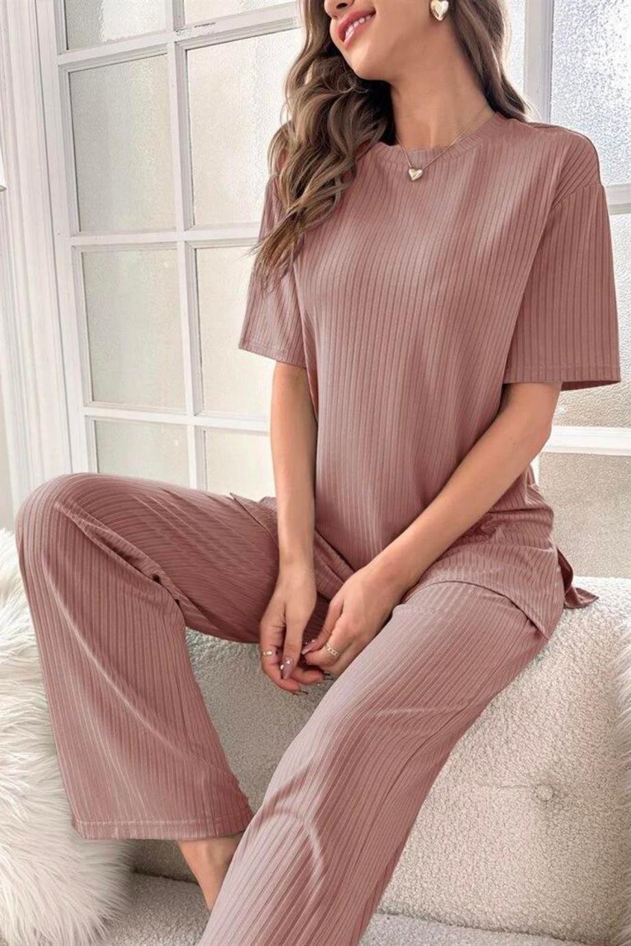 YNT Viskon Vizon Yırtmaç Detaylı İkili Takım 7018