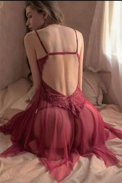 YNT Bordo Dantelli Gecelik Takım 15575