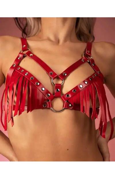 YNT Kırmızı Deri Püsküllü Harness Takım GD-2142K