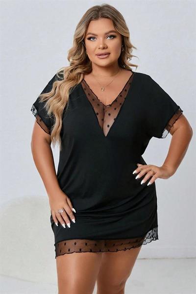 YNT Siyah Büyük Beden Elbise Gecelik 15567