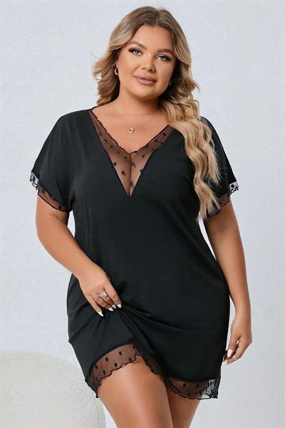 YNT Siyah Büyük Beden Elbise Gecelik 15567