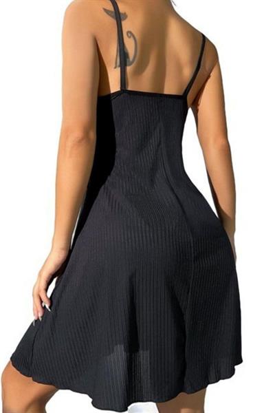 YNT Siyah Fiyonk Detay Elbise BN6586S