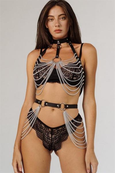 YNT Siyah Tamamlayıcı Zincir Detaylı Harness Takım GD-2075