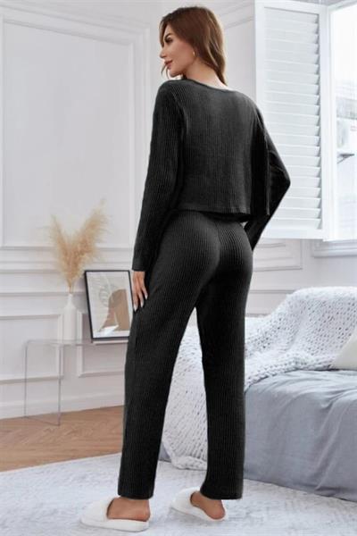 YNT Viskon Siyah 3 Lü Trend Crop Takım 7010