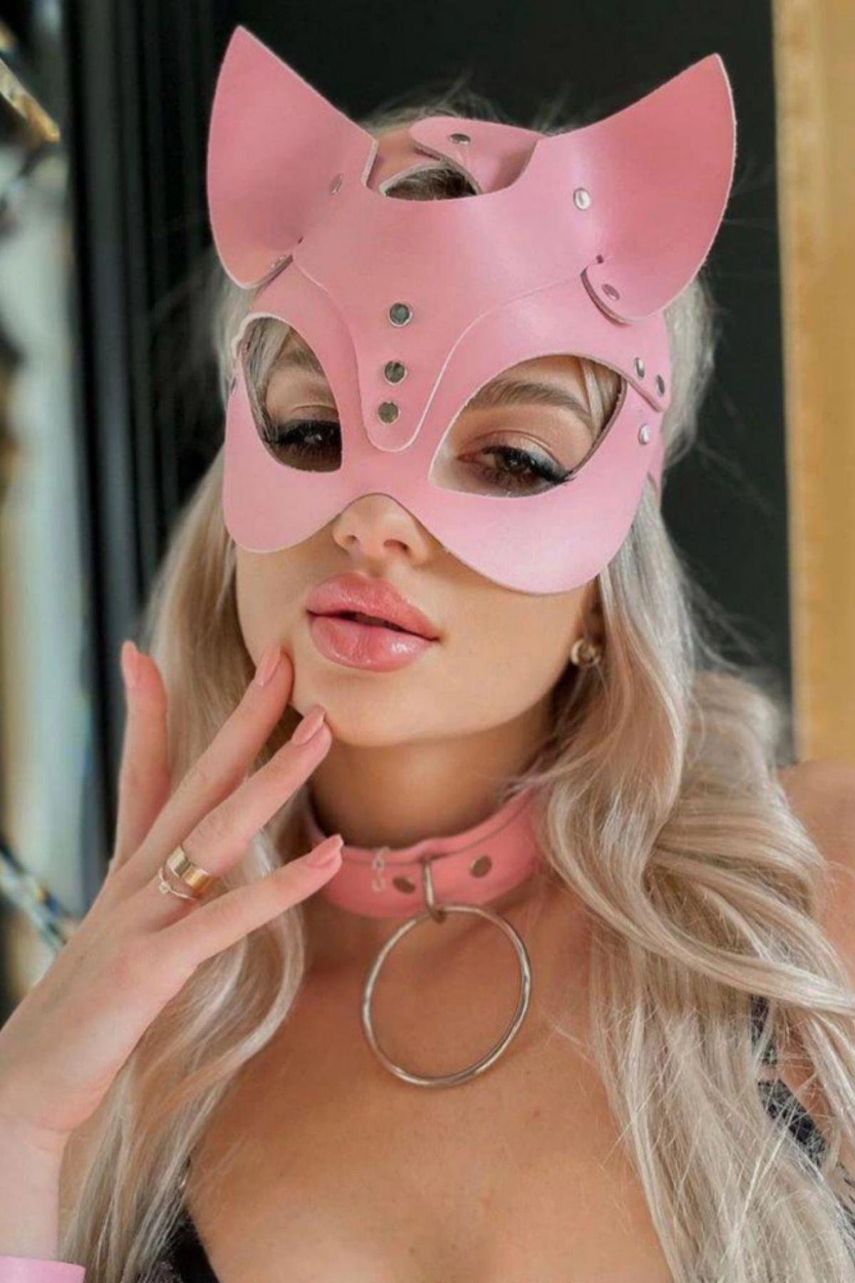 Bella Notte Pembe Fantezi Maske Ve Boyunluk GD-6053