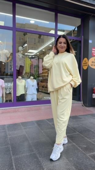 MODAL KUMAŞ SARI İKİLİ EŞOFMAN TAKIMI