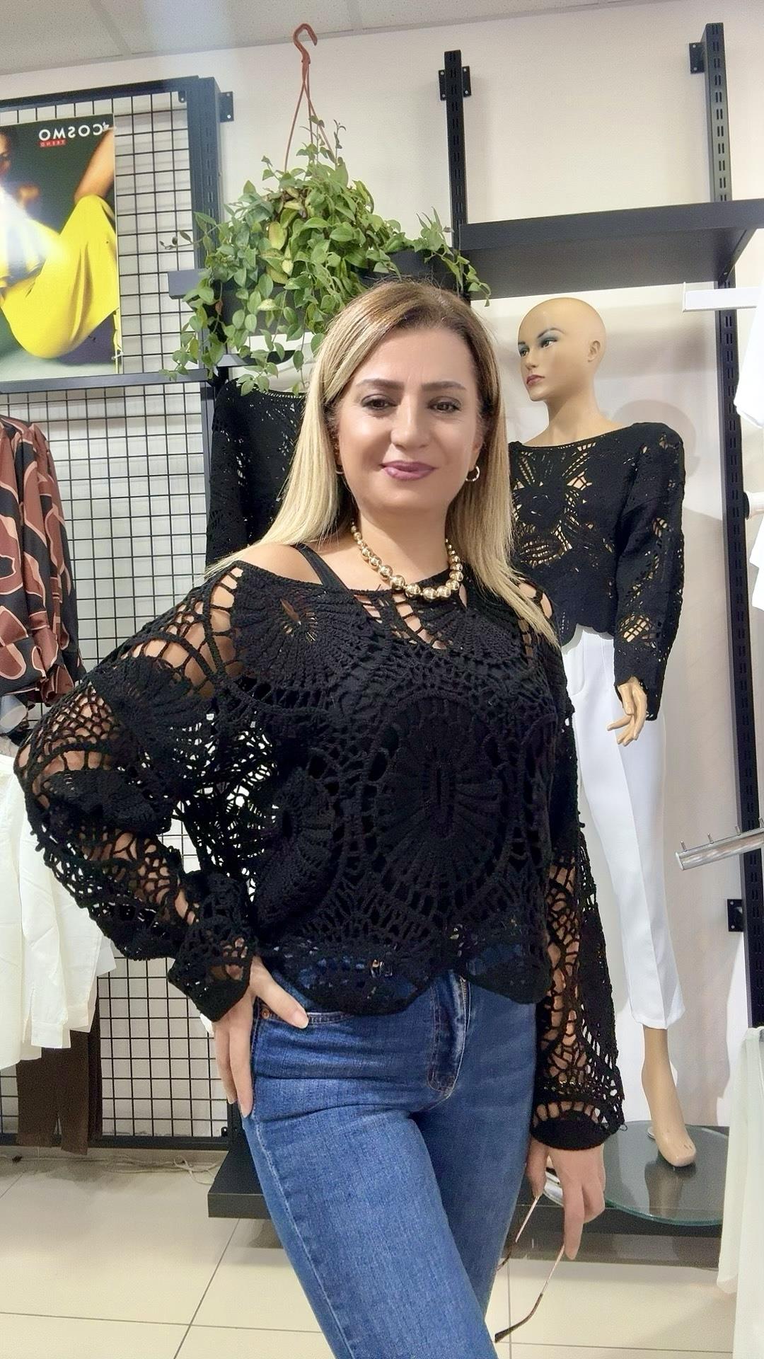 SİYAH MOTİFLİ FİLE KAZAK