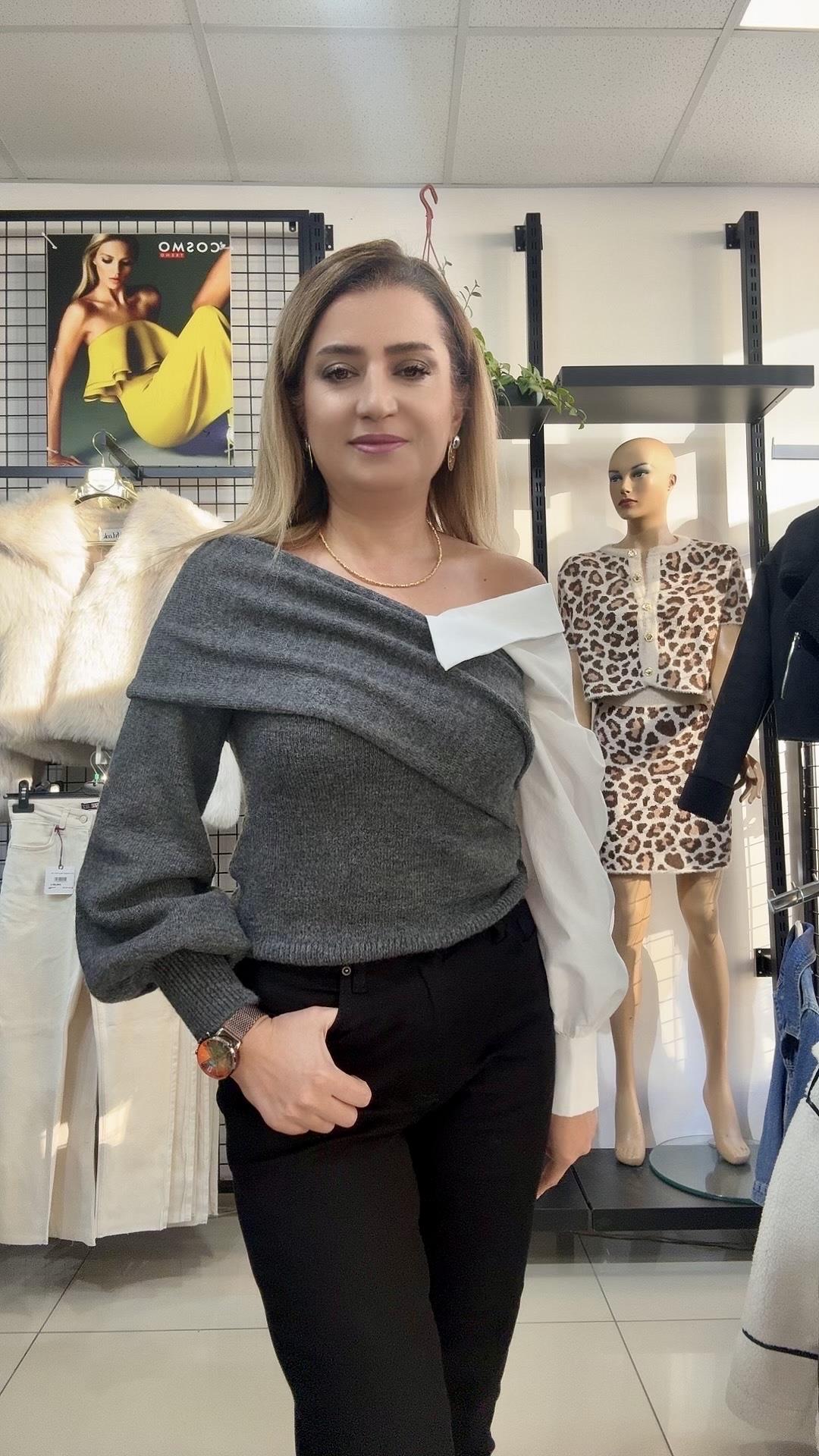 GÖMLEK DETAYLI GRİ BLUZ