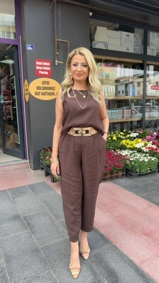 KOLSUZ KAHVE RENGİ TENSEL TAKIM