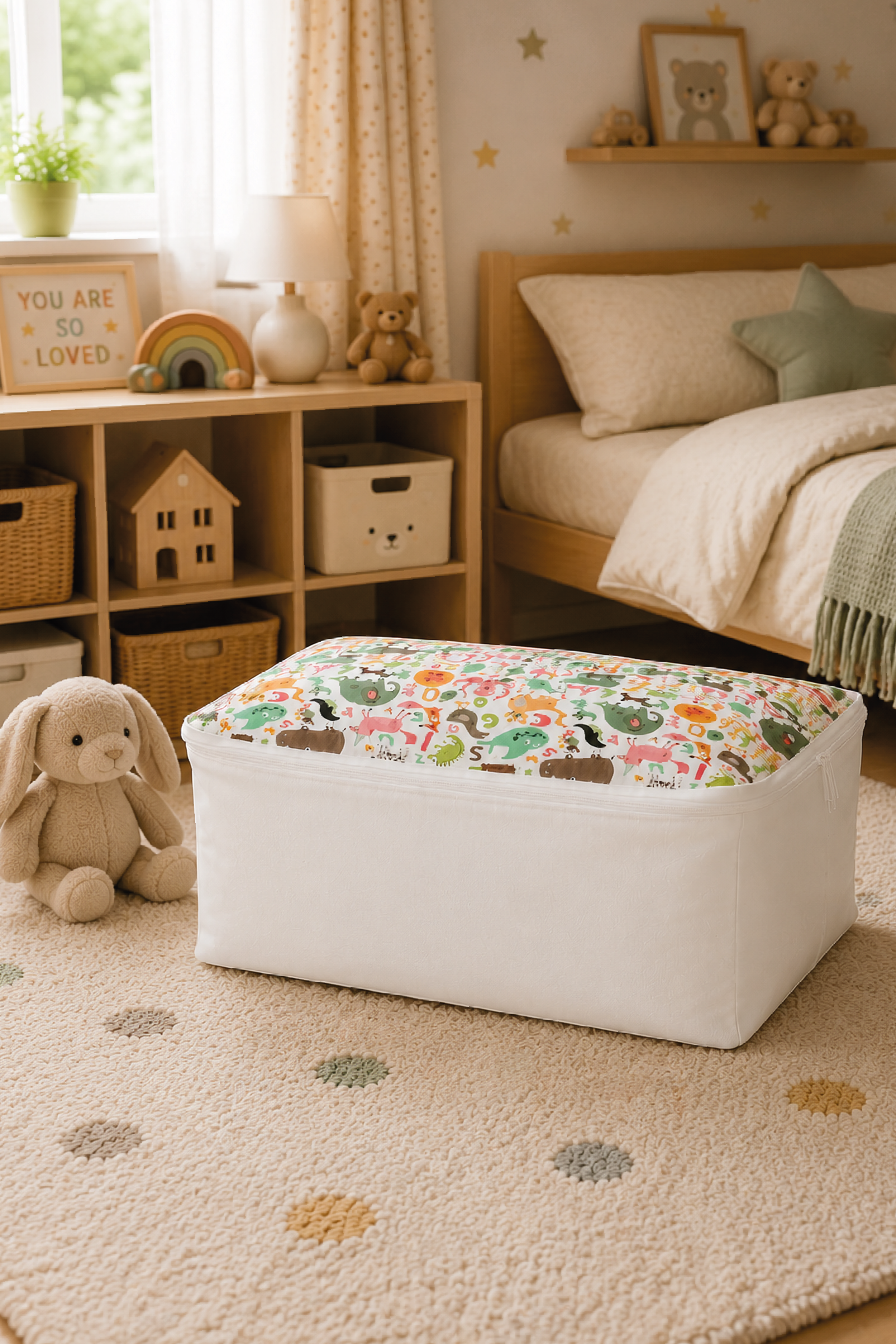 Vedsey Home OrganizerBaza Altı Düzenleyici Küçük Boy Hurç Sevimli Hayvan Desenli 50x25x20 Cm