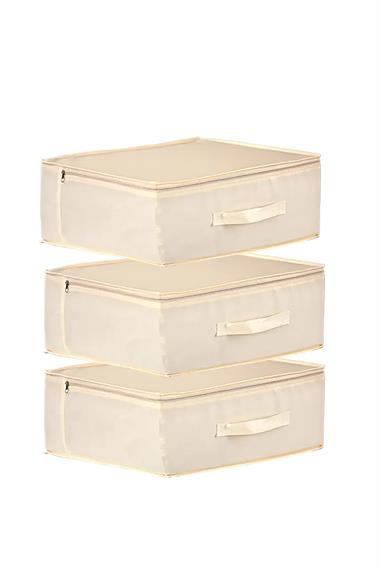 Vedsey3'lü Set 53 x 44 x 21 Cm Baza Altı & Dolap İçi Organizer, Yorgan & Yastık Düzenleyici Hurç Krem